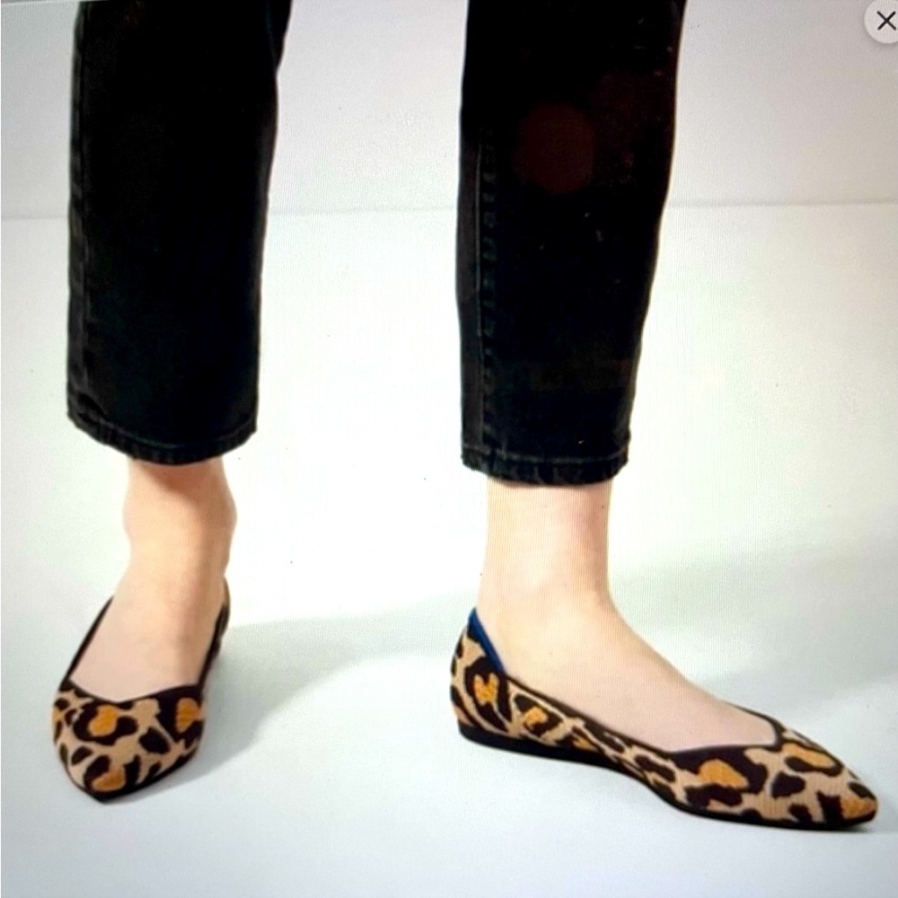 Rothy's Leopard Print Flats in Tan, Black and Blue